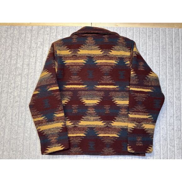 VTG Bear Ridge Outfitters Aztec Jacket Womens LARGE Red Tan Blanket Fleece USA - Picture 5 of 7